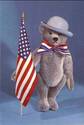 Patriotic Teddy Bear & American Flag Postcard-New-