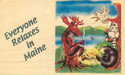 Wood Wooden Postcard Animals Relax -Maine-unused-k
