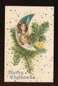 Pretty Christmas Angels in Moon with Pine Branches