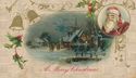 Santa Claus & Winter Church Scene Antique Embossed