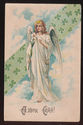 Pretty Easter Angel with Clover Flowers vintage An