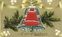 Satin Puffy Novelty CHRISTMAS BELL Postcard-ii712