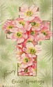 Lovely Easter Cross & Flowers Vintage Postcard-V11