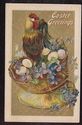 Rooster with Basket of Flowers Antique Embossed Ea