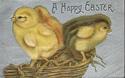 Cute Easter Chicks in Basket Embossed Postcard-T33