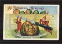 Halloween Goblins Cut Pumpkin with Knife 1909 Post