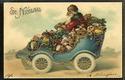 Rare Santa Claus in Fancy Blue Car Postcard-EX-O63