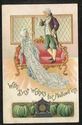 HALLOWEEN LADY, MAN  on SOFA Gottschalk Postcard-f