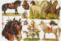 Horses & Pony Victorian Die-Cut Scrap Sheet -sc430