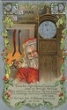 Santa Claus-Grandfather Clock Christmas Postcard-f