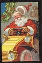 Santa Claus is Driving Old Car Christmas Postcard-