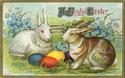Adorable Bunny Rabbits & Eggs Easter Postcard-U10