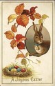 Bunny Rabbit with Collar & Leaves Easter Postcard-