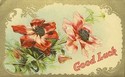 Good Luck & Flowers Antique Greeting Postcard-gg71