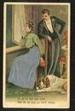 Silk Man & Woman -St Bernard Dog Romance Postcard-