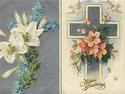 Lot of 2 Pretty Easter Cross & Flowers Postcards-b