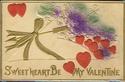 Fancy Embossed Heart & Flowers Valentine Postcard-