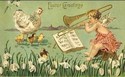 Easter Angel Plays Music to Chicks Postcard-LL-62