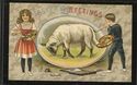 Children Paint A Picture of Sheep Easter Postcard-