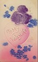 Fancy Embossed Heart & Flowers Valentine Postcard-