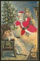 LOVELY SILK SANTA CLAUS & SLEEPING CHILD POSTCARD-