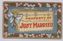 Just Married Trunk & Flowers Greeting Postcard-008