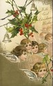 Pretty Christmas Angels & Holly Vintage Postcard-f