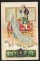 HALLOWEEN LADY, MAN  on SOFA Gottschalk Postcard-f