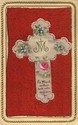 Beautiful French Fabric Embellished Cross Postcard