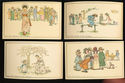4 KATE GREENAWAY EARLY DRAWINGS,CHILDREN, PLAYING 