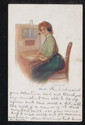 1907 Woman at old Telephone Switchboard Antique Po