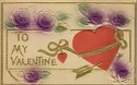 Fancy Embossed Heart & Flowers Valentine Postcard-