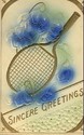 Fancy  Embossed Tennis Racket & Flowers Postcard-c