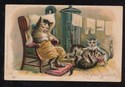 Antique Fantasy Postcard -Mama Cat in Easy Chair w