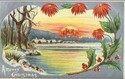 Christmas Sunset & Scene  Embossed Postcard-SP730