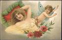 ART NOUVEAU Postcard fantasy fairy flower lady-J10