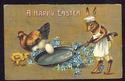 Dressed Rabbit Cooks Easter Eggs Vintage Postcard-