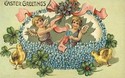 Easter Chicks with Angels & Flowers Postcard-dd131