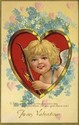 Pretty Angel in Heart Emb. Valentine Postcard-ee66