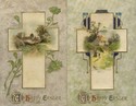 Lot of 2 Winsch Silk Easter Cross Scene Postcards-