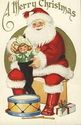 Santa Claus with Doll & Drum Christmas Postcard-ff