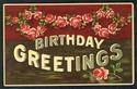 Birthday Greetings with Roses Vintage Postcard--hh