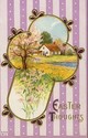 Pretty Easter Cross & Scene & Flowers Postcard-V19