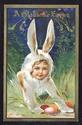 Fantasy Girl in Bunny Rabbit Suit Easter Postcard-