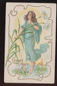 Pretty Easter Angel with Lily Flowers vintage Anti