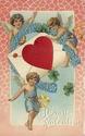 Novelty Cupids with SILK Heart Valentine Postcard-