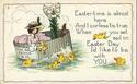 GIRL & DUCKS  IN HAT BOX FANTASY EASTER POSTCARD-J