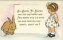 Cute Little Girl & Bunny Rabbit Easter Postcard-cc