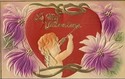 Heavy Embossed Cupid & Heart Valentine Postcard-sp