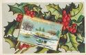 Winter Scene & Pretty Holly Vintage Antique Emboss